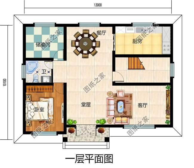 農(nóng)村12米×10米二層自建房設(shè)計(jì)圖，擁有一棟你真牛