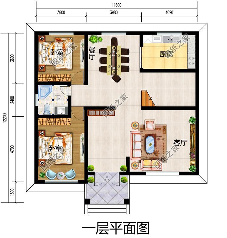 農(nóng)村12米×10米二層自建房設(shè)計(jì)圖，擁有一棟你真牛