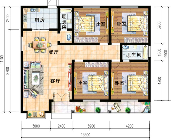 現(xiàn)代農(nóng)村一層平房圖片，簡(jiǎn)單漂亮，保證讓你眼前一亮