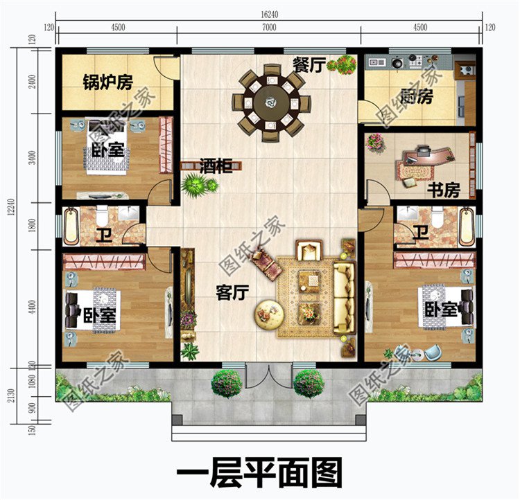鄉(xiāng)下建房一層戶型圖，一層住宅設(shè)計