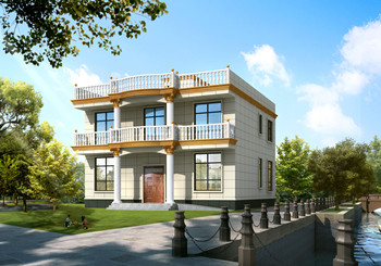 普通簡單的平屋頂二層房子設(shè)計，造價低施工簡單