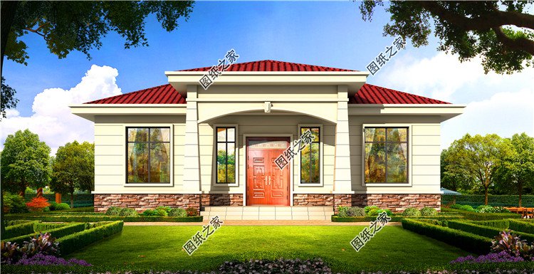 農村一層自建房效果圖，另附4室一廳詳細圖，建房一定要看