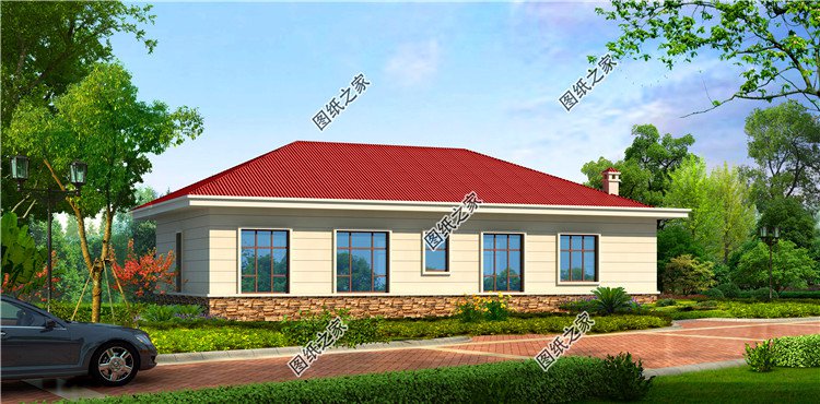 農村一層自建房效果圖，另附4室一廳詳細圖，建房一定要看