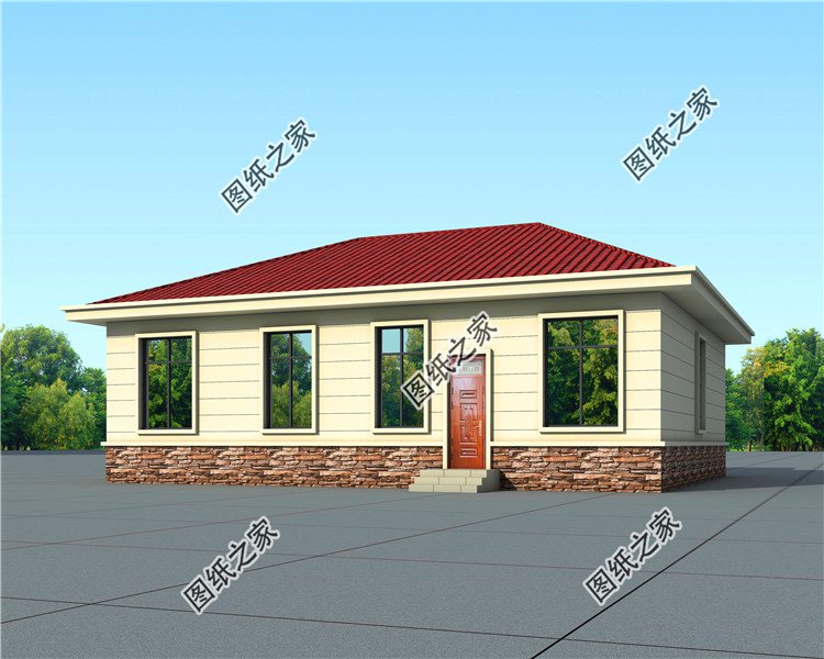 農村一層自建房效果圖，另附4室一廳詳細圖，建房一定要看