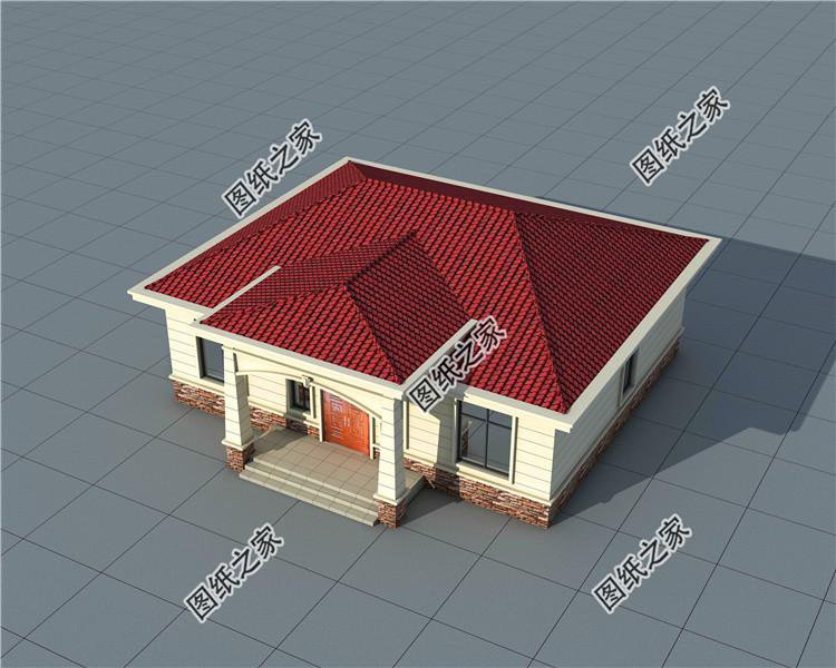 農村一層自建房效果圖，另附4室一廳詳細圖，建房一定要看