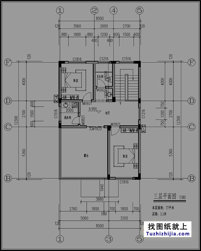 8*12自建房設(shè)計圖，外觀洋氣，簡單實用