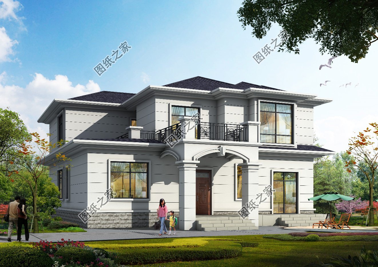 4套高顏值別墅效果圖帶戶型圖，美觀實(shí)用，百看不厭