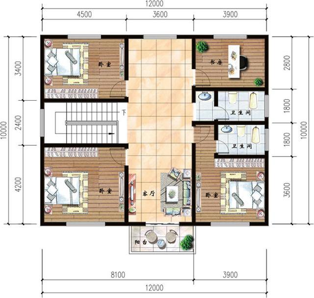 10x12米自建套房圖紙，包括一層到三層，你想要的都有