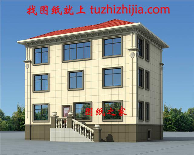 簡單大氣農(nóng)村三間三層樓房圖片，戶型合理，看的我都想回家建房了
