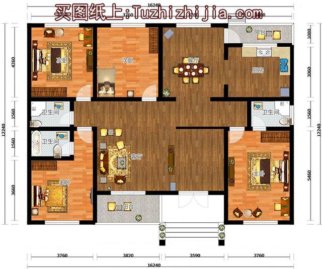 自建房16x12米設計圖紙，一層到四層都有，看的我都想建房了