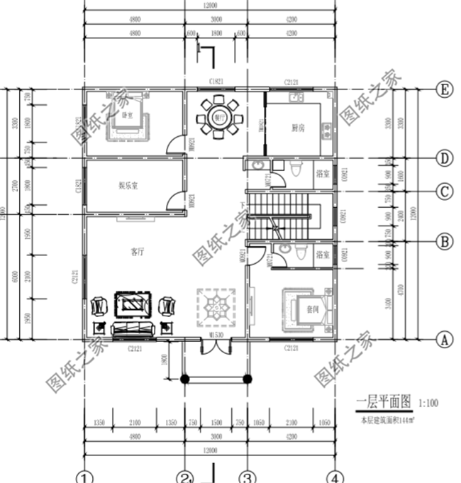 三款12米乘12米建房設(shè)計(jì)圖，戶型方正，每個(gè)村都該有的戶型