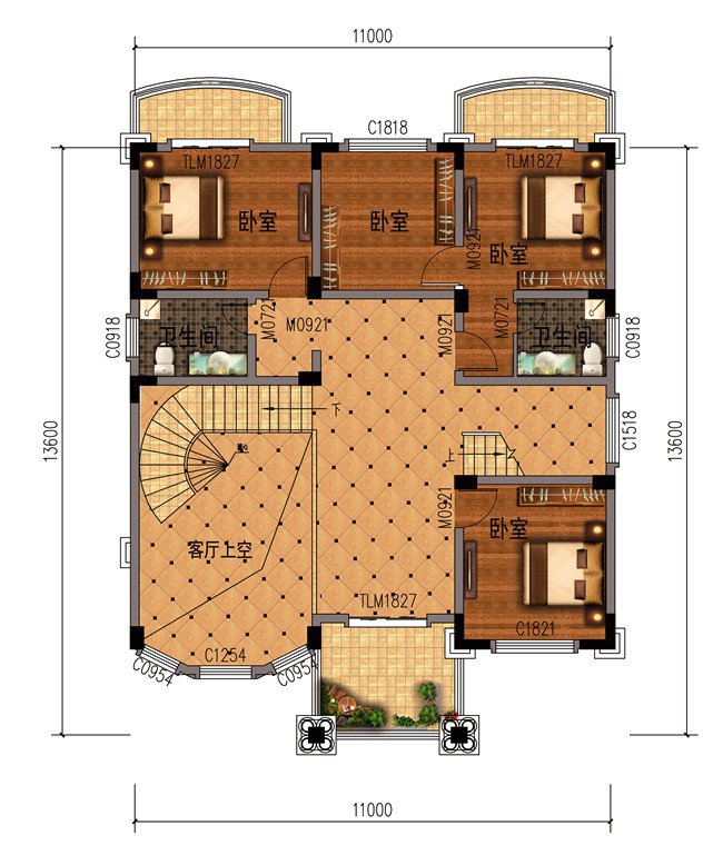 霸氣十足的三層別墅，帶陽臺(tái)露臺(tái)，室內(nèi)采光簡(jiǎn)直太好