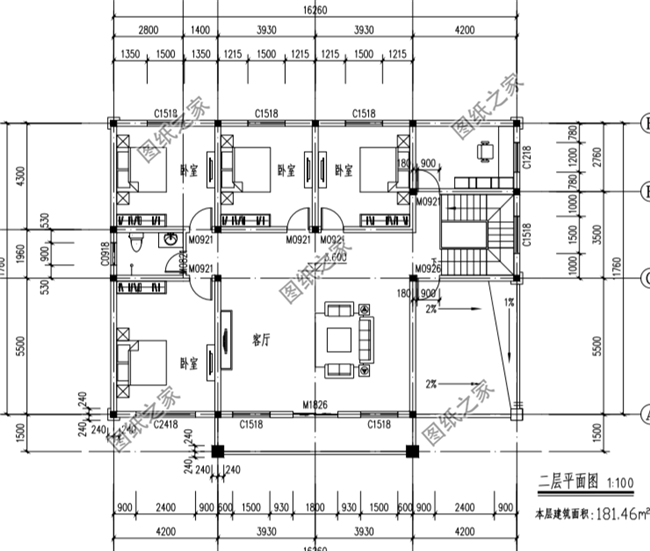 大戶型的二層別墅設計圖，16米×12的房屋設計圖給你掙足了面子