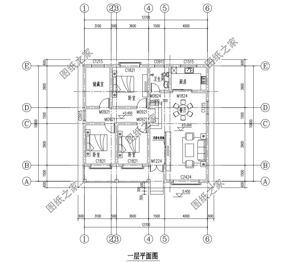 一層平房設(shè)計圖農(nóng)村自建房戶型圖，外觀很有排面，家人很喜歡