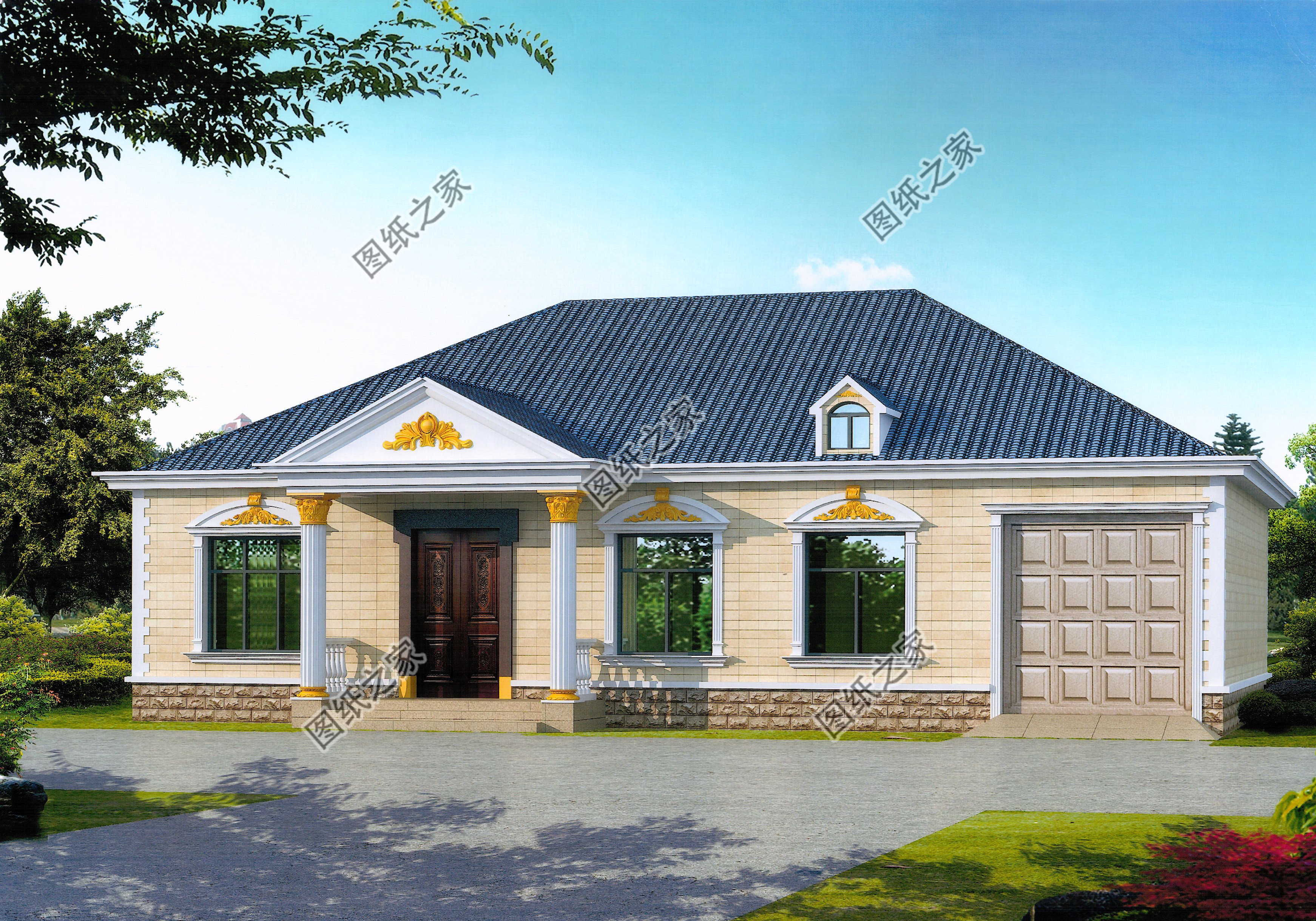 一層平房設(shè)計圖農(nóng)村自建房戶型圖，外觀很有排面，家人很喜歡