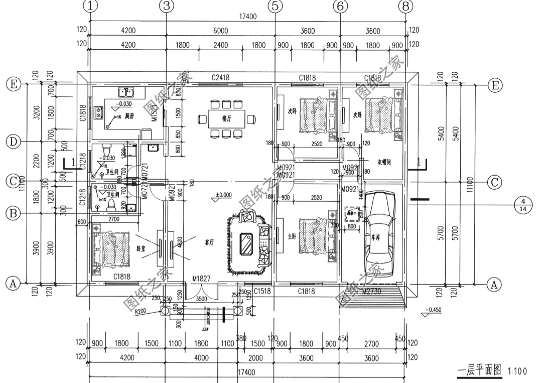 一層平房設(shè)計圖農(nóng)村自建房戶型圖，外觀很有排面，家人很喜歡