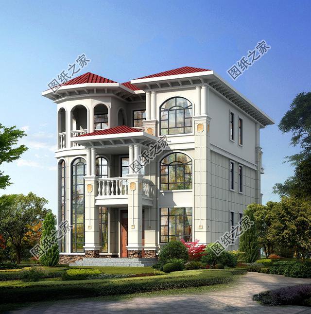 農村建房子三層樓圖片，戶型簡單又美觀，適合全家人居住