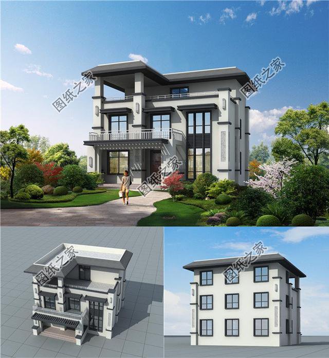 新款現(xiàn)代三層平頂別墅設(shè)計(jì)圖，符合生活需要，建房前一定要看看