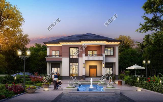 農(nóng)村簡(jiǎn)單大氣二層樓房圖片，設(shè)計(jì)師最新設(shè)計(jì)，簡(jiǎn)約又不失大氣