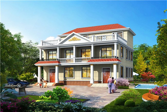 兄弟雙拼四間三層別墅設計圖，這樣建感情更親近，4套戶型外觀全都是精品