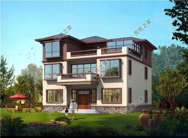 農(nóng)村三層大氣別墅圖片，建這樣的房子，出去肯定有面兒