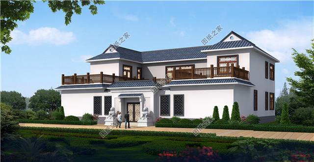 農(nóng)村帶露臺二層別墅圖，外觀簡潔漂亮，住著更舒適