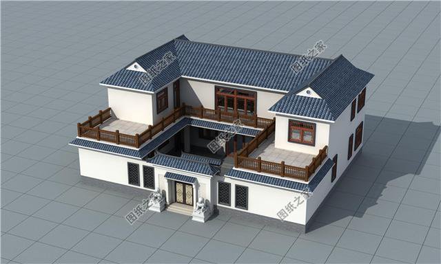 農(nóng)村帶露臺二層別墅圖，外觀簡潔漂亮，住著更舒適