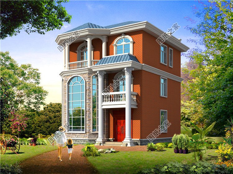 開間9米農(nóng)村三層別墅圖，就算宅基地再小，建出來的房子也能很氣派