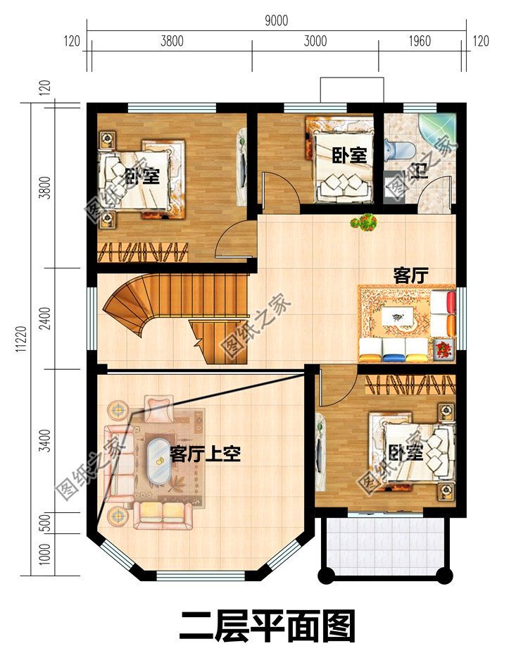 開間9米農(nóng)村三層別墅圖，就算宅基地再小，建出來的房子也能很氣派