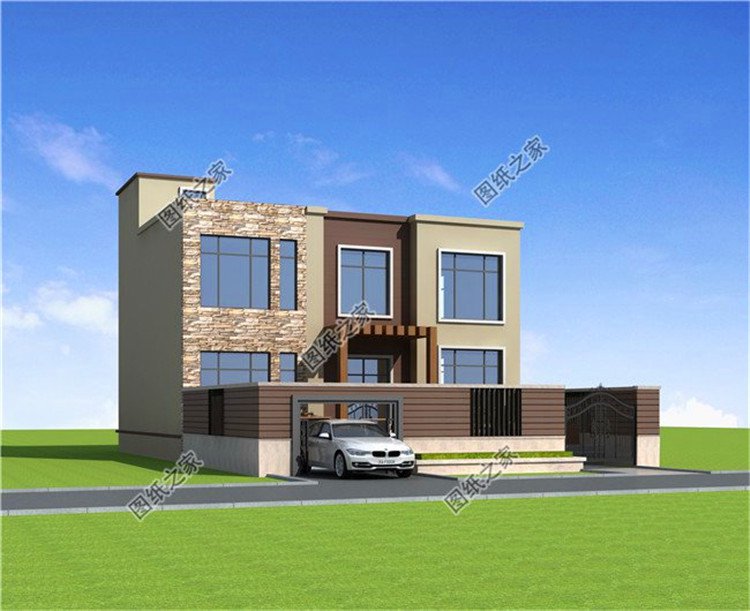 三套二層平頂現(xiàn)代風別墅設(shè)計圖，簡單又舒適，省錢不說還不愁沒地方曬糧食