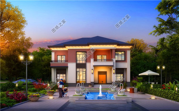 四間兩層經(jīng)典別墅設(shè)計(jì)圖，不到40萬的造價(jià)，實(shí)用省錢又劃算