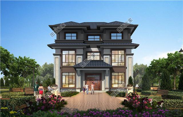 新中式風(fēng)格別墅外觀效果圖，傳統(tǒng)與現(xiàn)代的融合，體會中式建筑的美