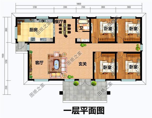 農(nóng)村5間平房格局圖片，簡單實(shí)用，農(nóng)村建房就要這樣建