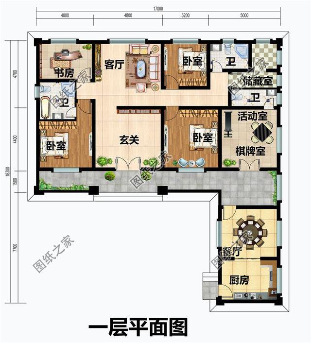農(nóng)村"七"字形一層自建房效果圖，為農(nóng)村房基地設(shè)計(jì)，快看看吧