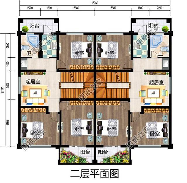 經典農村兄弟雙拼二層別墅設計圖，漂亮大方，快叫上自家兄弟一起蓋吧！