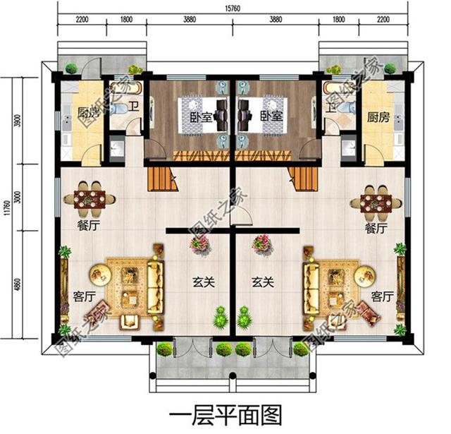 經典農村兄弟雙拼二層別墅設計圖，漂亮大方，快叫上自家兄弟一起蓋吧！