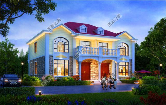 經典農村兄弟雙拼二層別墅設計圖，漂亮大方，快叫上自家兄弟一起蓋吧！