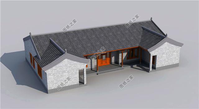 四套最接地氣的農(nóng)村一層三合院效果圖，第二套最好看，含圖紙