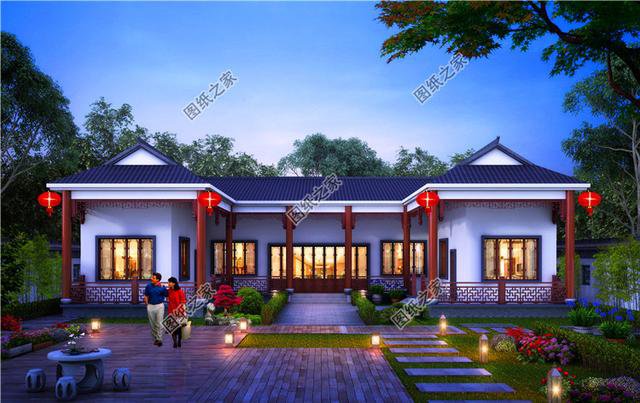 四套最接地氣的農(nóng)村一層三合院效果圖，第二套最好看，含圖紙