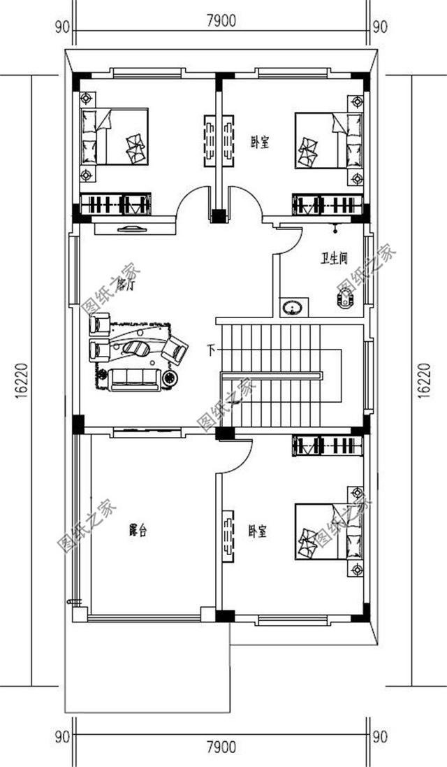 南方三層平頂樓房圖，現(xiàn)代流行款式，一座房子住三代