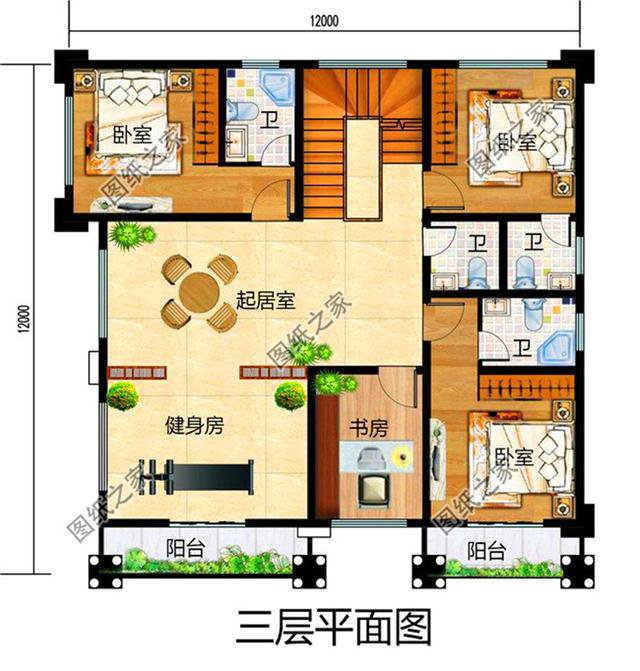 看到這三款三間三層半別墅式樣圖，家里人見了都心動，而我是激動！