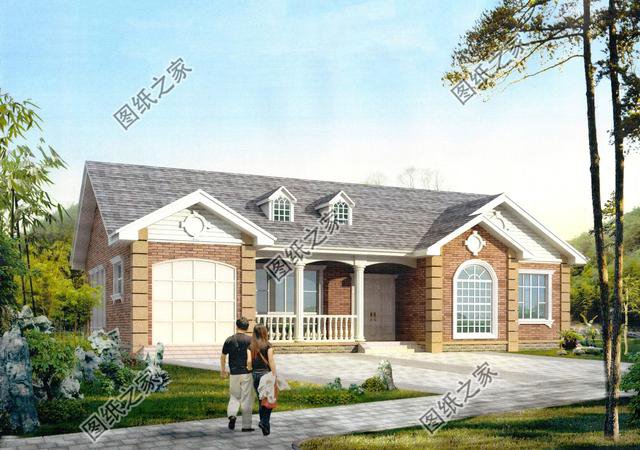 平房帶車庫效果圖，一層自建房也能這樣洋氣