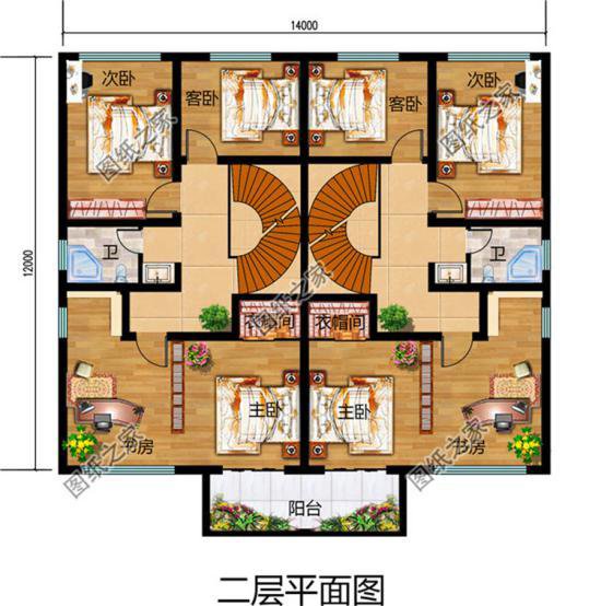 農(nóng)村兄弟雙拼二層別墅圖片，兄弟一起建房，這樣設(shè)計(jì)絕了