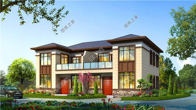 農(nóng)村兄弟雙拼二層別墅圖片，兄弟一起建房，這樣設(shè)計(jì)絕了