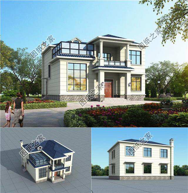 面寬12米二層小別墅圖片，實(shí)物圖好看極了，鄰居看了也想建一棟