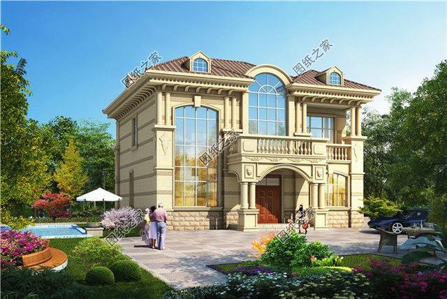 面寬12米二層小別墅圖片，實(shí)物圖好看極了，鄰居看了也想建一棟