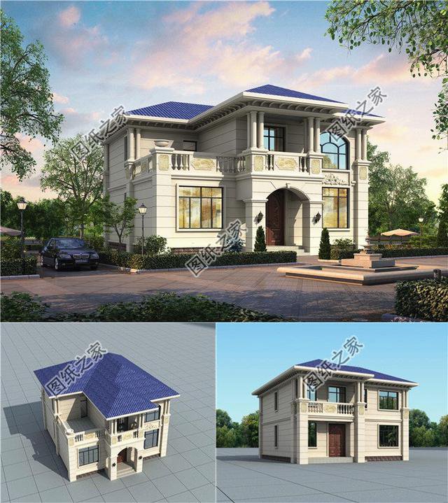 面寬12米二層小別墅圖片，實(shí)物圖好看極了，鄰居看了也想建一棟