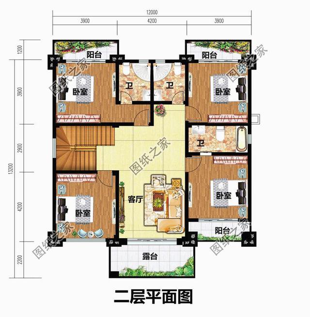 面寬12米二層小別墅圖片，實(shí)物圖好看極了，鄰居看了也想建一棟