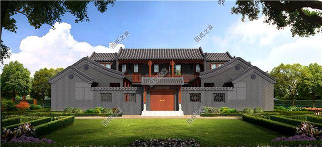 農(nóng)村中式仿古二層別墅，鄰居見我家建的漂亮，也想來一棟