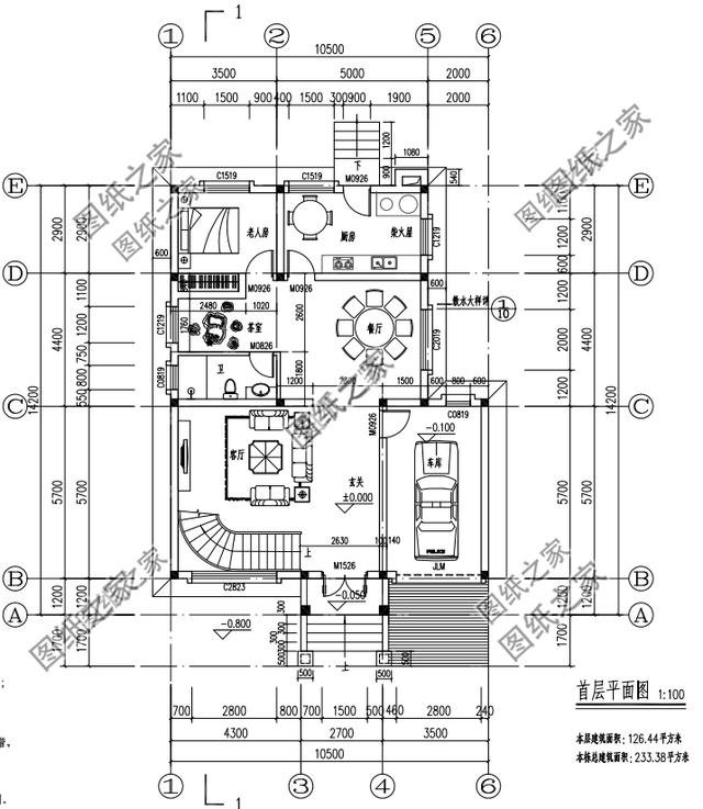 二層120平復(fù)式樓房圖，氣派經(jīng)典設(shè)計(jì)，內(nèi)部空間感爆棚